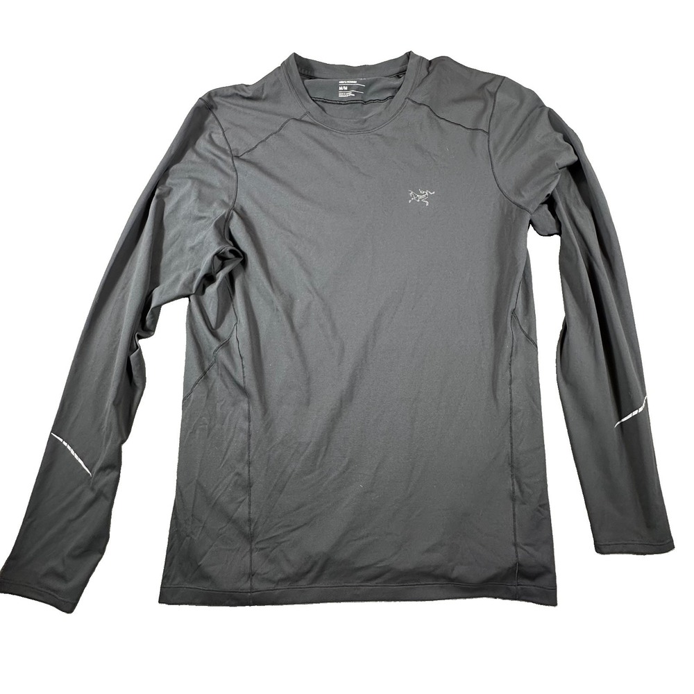 Arcteryx Cormac Crew LS Mens Medium Gray Reflective Long Sleeve Hiking Shirt